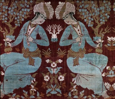 Panel v isfahánském stylu (hedvábí) od Persian School