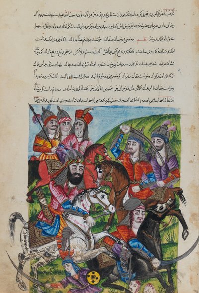 Miniaturní malba (tuší na papíře) od Persian School