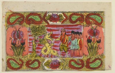 Mojžíš a drak, konec 19. století (ručně kolorované lito) od Persian School