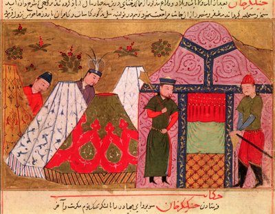 Ms.Sup.Pers.1113. fol. 66v Čingischánův tábor (asi 1162-1227) z knihy Rašída al-Dína (1247-1318) od Persian School