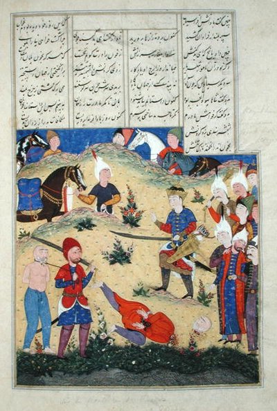 Paní D-184 fol.208b Dekapitace Afrasiabova snu se plní, ilustrace z 