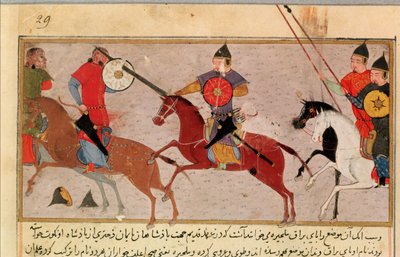 Paní Pers.113 f.29 Čingischán (asi 1162-1227) Boj proti Tatarům, z knihy Rashida-al-Dina (1247-1318) (kvaš) od Persian School