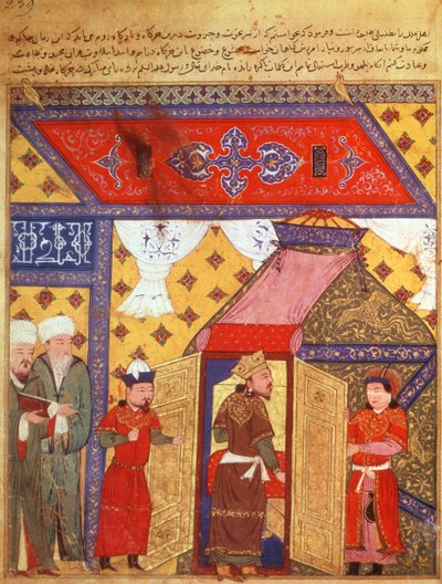 Ms. Supp. Pers. 1113 fol.239 Pavilonové stany postavené Ghazan Chánem v roce 1302, z knihy Rašíd ad-Dín (1247-1318) od Persian School