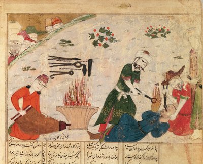 Ms Supp Pers 493 fol.363v Umučení jednoho z Haftvadových strážců, ze Šahnámy (Knihy králů) od Abul-Qasima Manúra Firdawsiho (asi 934-1020) od Persian School