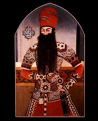 Perské umění: „Portrét Mohammeda Aliho Shaha (Mohammed Ali Shah Khazar) (1-6) Anonymní obraz. Soukromá sbírka 5. století od Persian School