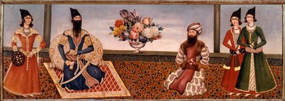 Perský král Fath Ali Shah (1771-1834) obklopuje členy svého dvora Obraz školy Shiraz (Shiraz) (19. století) Teherán, sbírka Foroughi od Persian School
