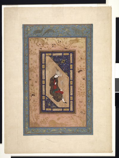 Portrét safavidského prince, c.1590-1630 nebo později (neprůhledný akvarel a zlato na papíře) od Persian School