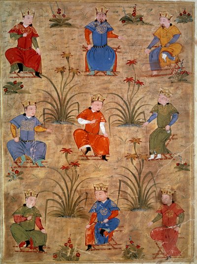 Znázornění synovců Čingischána perská miniatura převzatá z „Jami al-tawarikh“ (Jami al tawarikh) nebo „Světové historie“ od historika Rashida al-dina (al din) (1247-1318) Kolem 1430. Paris, B.N. od Persian School