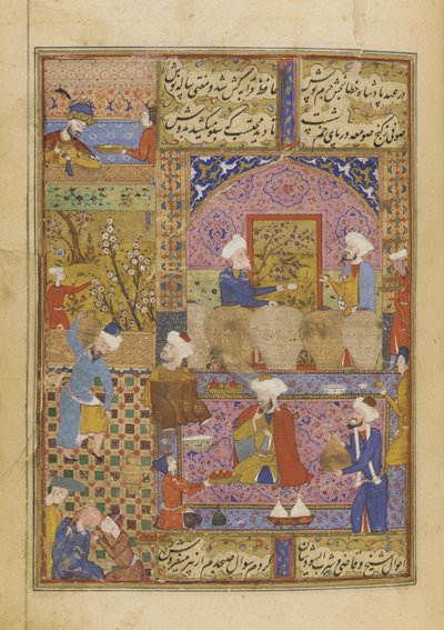 Scéna v hospodě z Divanu od Háfize, kolem 1552-53 od Persian School
