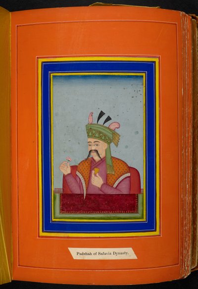 Šáh Abbás I. z Persie (reg. 1588-1629) portrét hlavy a ramen, pohled vlevo (neprůhledný akvarel na papíře) od Persian School
