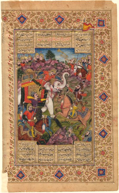 Shahnama: Rustam zachycující císaře Číny, 1600-1625 (tempera) od Persian School