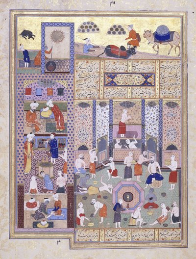 Chalífa Harun al-Rashid v lázních, c. 1584-5 od Persian School