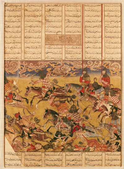 Dobití kavalírů z Faramouz, ilustrace z „Shahnama“ (Kniha králů), od Abu