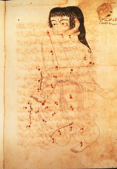 Souhvězdí Panny, ilustrace z „Knihy stálic“ od Azophiho (Abd al-Rahman al-Sufi) (vellum) od Persian School
