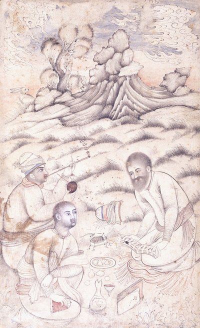 Tři mladí muži v krajině, c. poloviny 17. století od Persian School