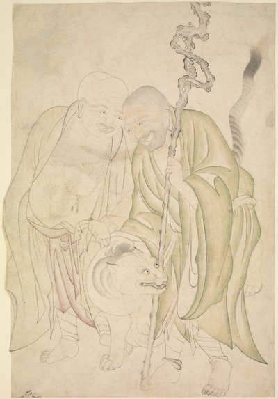 Two Lohans, c.1480 (inkoust a transparentní akvarel na papíře) od Persian School