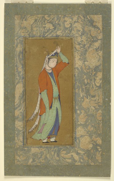 Žena si upravuje aigrette, kolem roku 1590 od Persian School