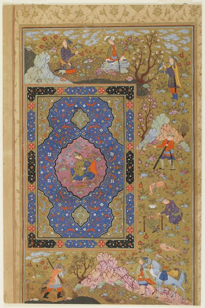 Mladá žena, cca 1590-1610 (inkoust, neprůhledný akvarel a zlato na papíře) od Persian School