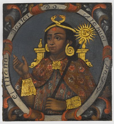 Atahualpa (asi 1502-33) 14. a poslední incký král, polovina 18. století od Peruvian School