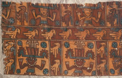 Tkanina s bohy a ptáky, kultura Tiahuanaco (textil) od Peruvian School