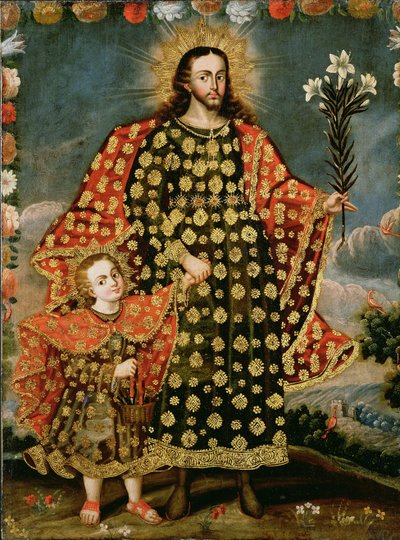Svatý Josef a Ježíšek, konec 17. - začátek 18. století od Peruvian School