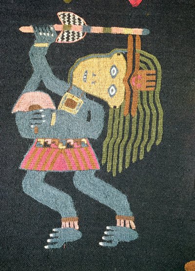 Tanečnice z tkané vlny s obuškem, kmen Paracas (textil) (viz také 231826) od Peruvian School