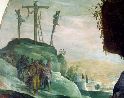 Kalvárie, detail z Deposition from Cross od Petera Candida (1548-1628), olej na plátně, 294x177 cm od Peter (1548 1628) Candid