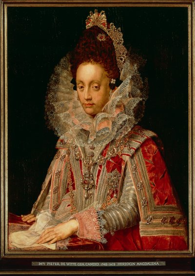Portrét vévodkyně Magdaleny, kolem roku 1613 (olej na panelu) od Peter Candid
