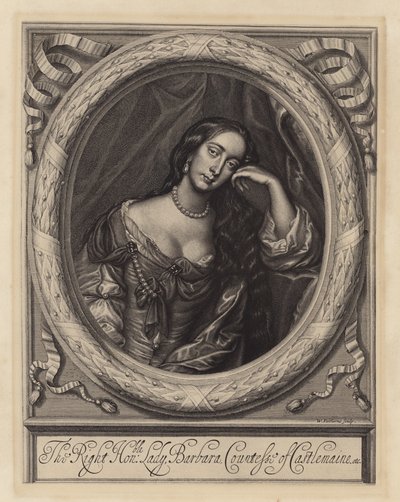 Barbara Villiers, hraběnka z Castlemaine, milenka krále Karla II (rytina) od Peter (after) Lely