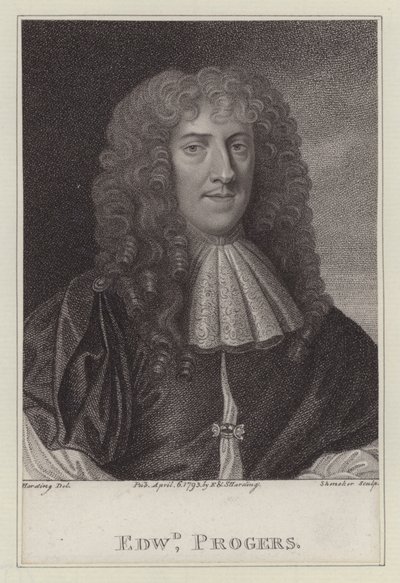 Edward Progers, ženich do ložnice krále Karla II. (rytina) od Peter (after) Lely