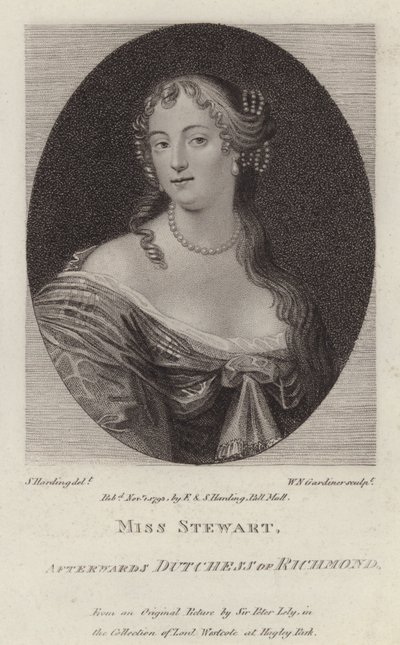 Frances Stewart, vévodkyně z Richmondu (rytina) od Peter (after) Lely