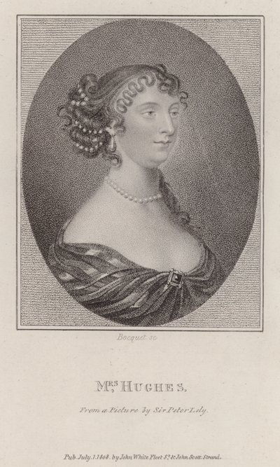 Margaret Hughes , anglická herečka (rytina) od Peter (after) Lely