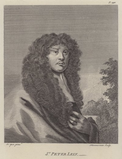 Sir Peter Lely , anglický umělec (rytina) od Peter (after) Lely