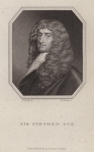 Sir Stephen Fox , anglický politik (rytina) od Peter (after) Lely