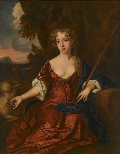 Portrét dámy, prý Nell Gwynne jako pastýřka (olej na plátně) od Peter (circle of) Lely