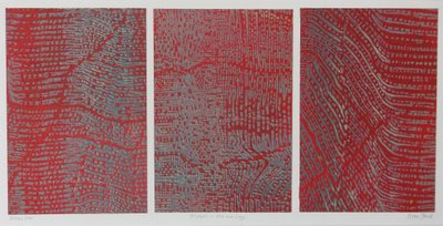 Triptych v červené a šedé barvě od Peter A Ford