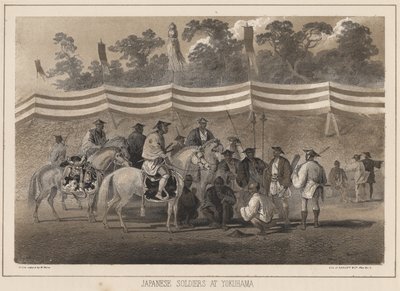 Japonští vojáci v Jokuhamě, litho od Sarony und Co., 1855 (chromolitho) od Peter Bernhard Wilhelm Heine