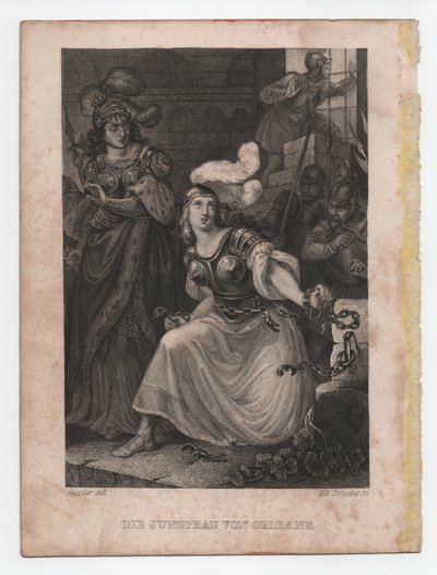 Orleánská panna, asi 1840 (rytina) od Peter Carl Geissler