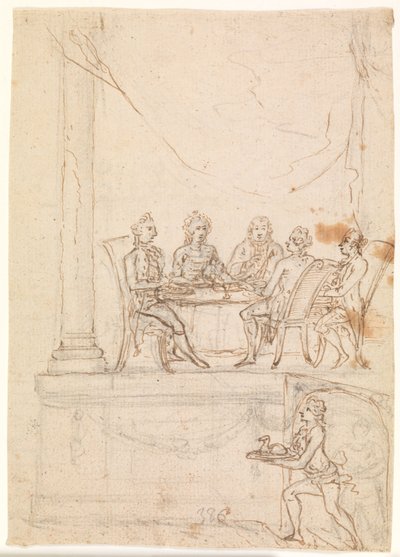 Královská rodina u stolu na zámku Hirschholm 29. září 1771 od Peter Cramer