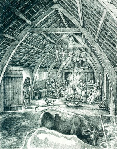 Středověký selský dům, 13.-15. století, c1980-2010 od Peter Dunn
