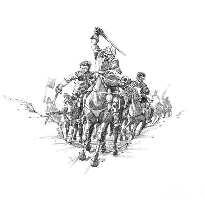 Skotská jízda, bitva u Newburn Ford, 1640 od Peter Dunn