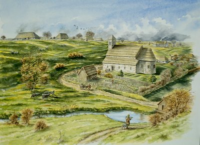 Středověká vesnice Wharram Percy, konec 12. století, c1990-2010 od Peter Dunn
