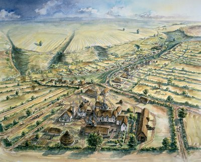 Středověká vesnice Wharram Percy, konec 12. století, c1990-2010 od Peter Dunn