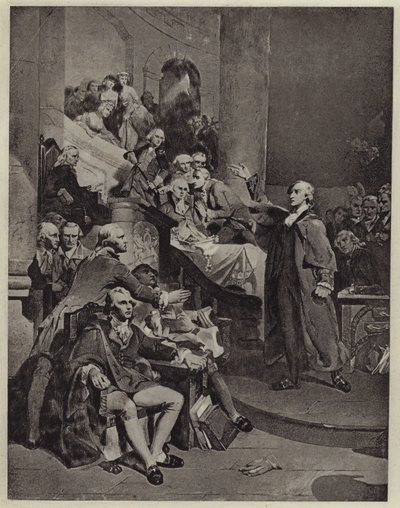 Patrick Henry pronáší svůj projev z roku 1765 (litho) od Peter Frederick (after) Rothermel