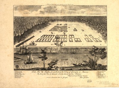 Pohled na Savannah, jak vypadala 29. března 1734. LOC 97683565 od Peter Gordon