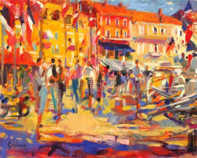 Promenáda St. Tropez od Peter Graham (Contemporary)