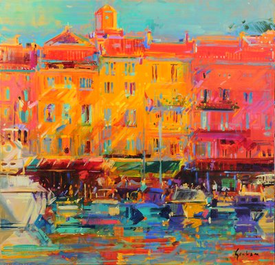 Azurové pobřeží, 2021 (olej na plátně) od Peter Graham