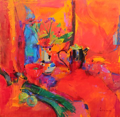 Červené zátiší, 2021 (olej na plátně) od Peter Graham