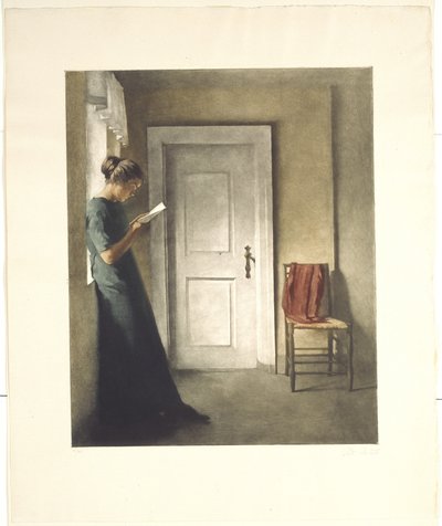Interiér s červeným šátkem od Peter Vilhelm Ilsted
