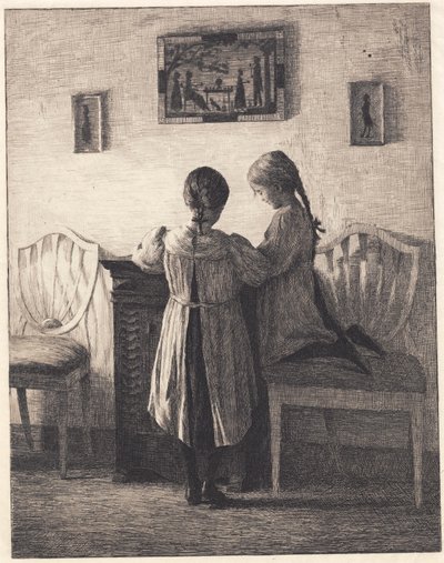 Interiér se dvěma malými dívkami od Peter Vilhelm Ilsted